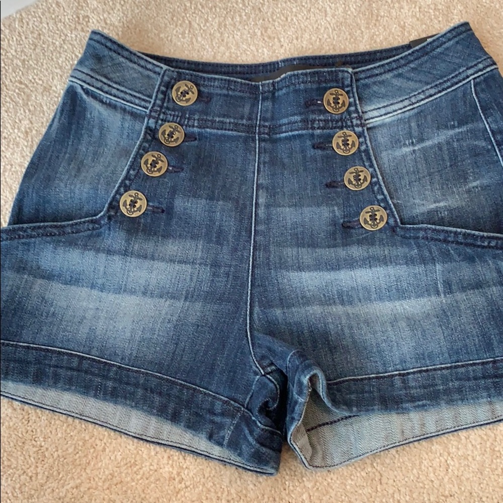 High rise denim shorts